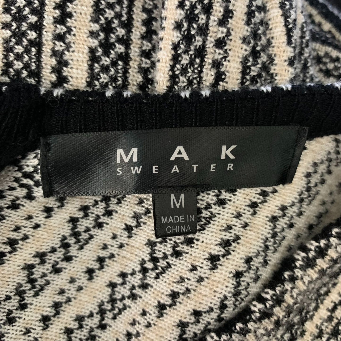 MAK Sleeveless Midi Knit Sweater Dress M Cream Black Stripes Pleated Zipper