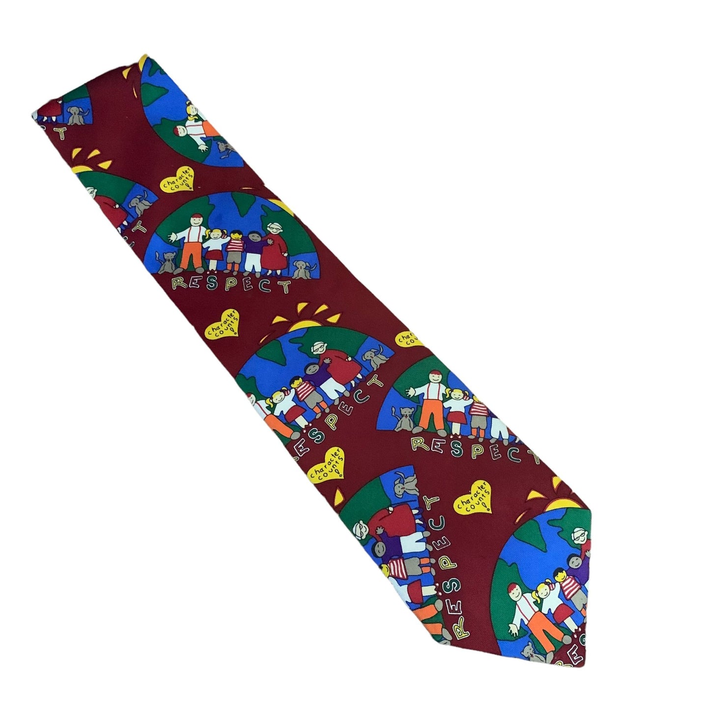 Character Counts Respect Silk Tie Maroon Red 3.75 in Handsewn Necktie