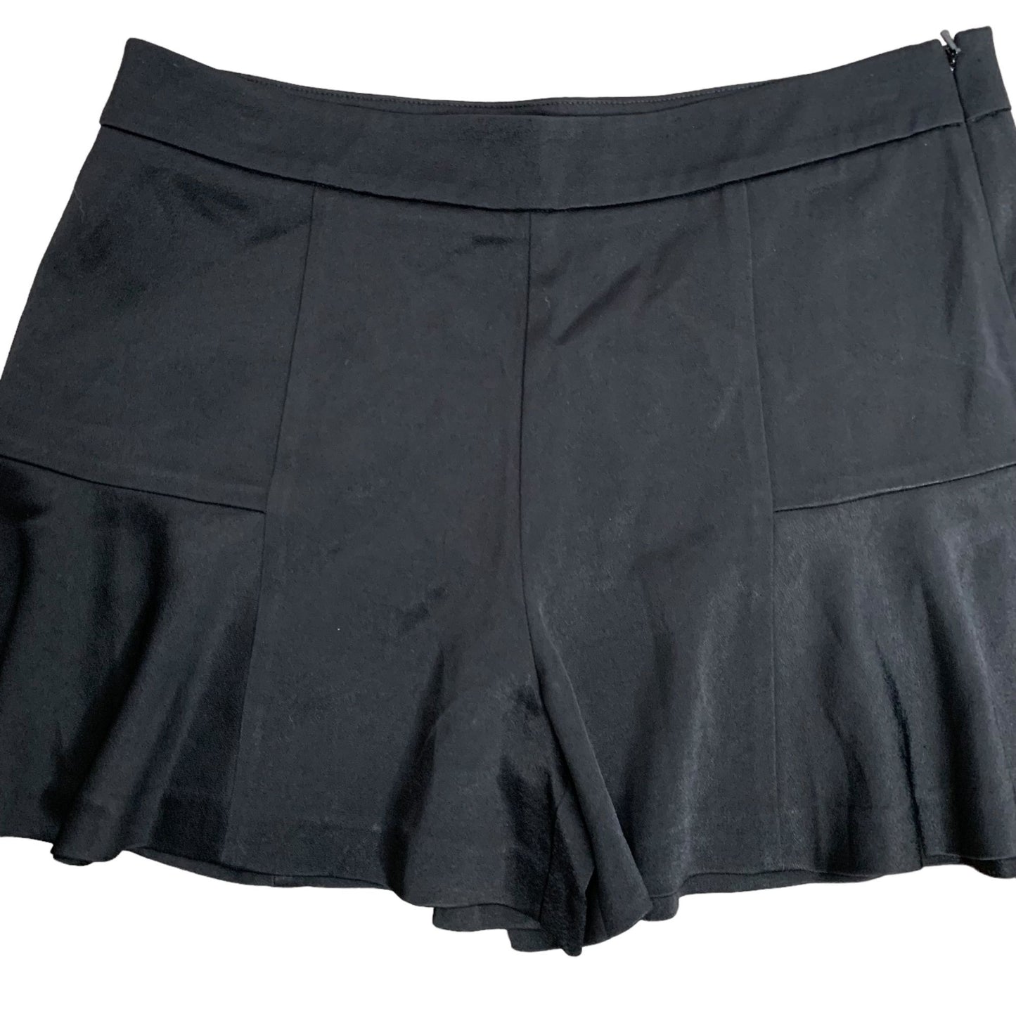 Marciano by Guess Flowy Frilly High Rise Shorts 8 Black Silky Side Zipper