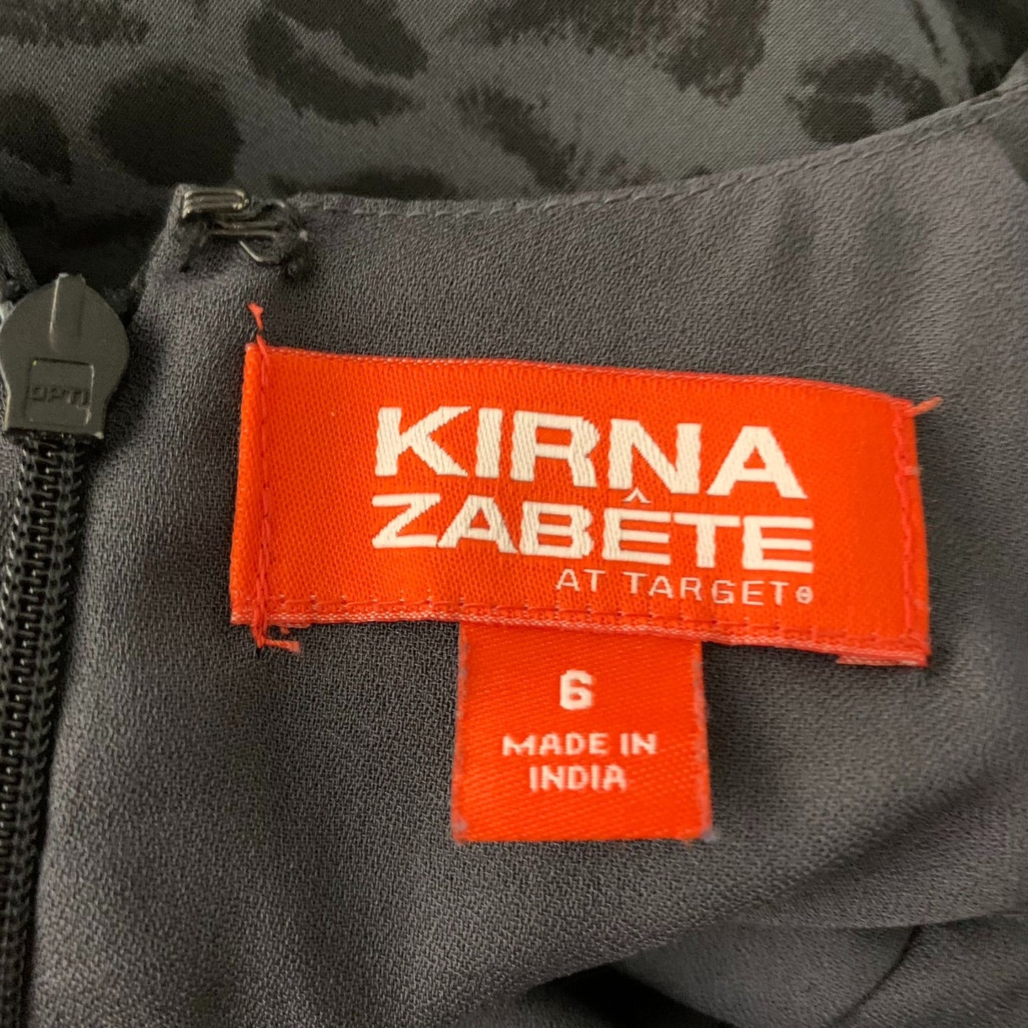 Kirna Zabete for Target Faux Wrap Dress 6 Grey Leopard Print Chiffon Lined Zip