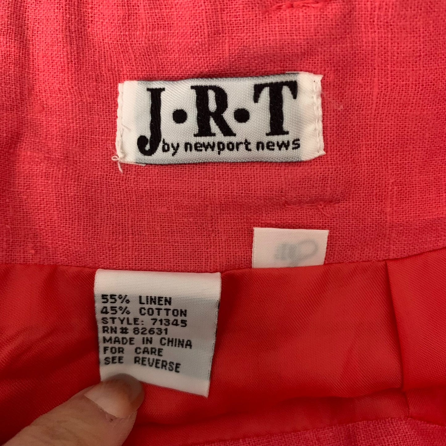 Vintage Newport News Pencil Skirt 10 Coral Pink Linen Pockets Lined Zipper