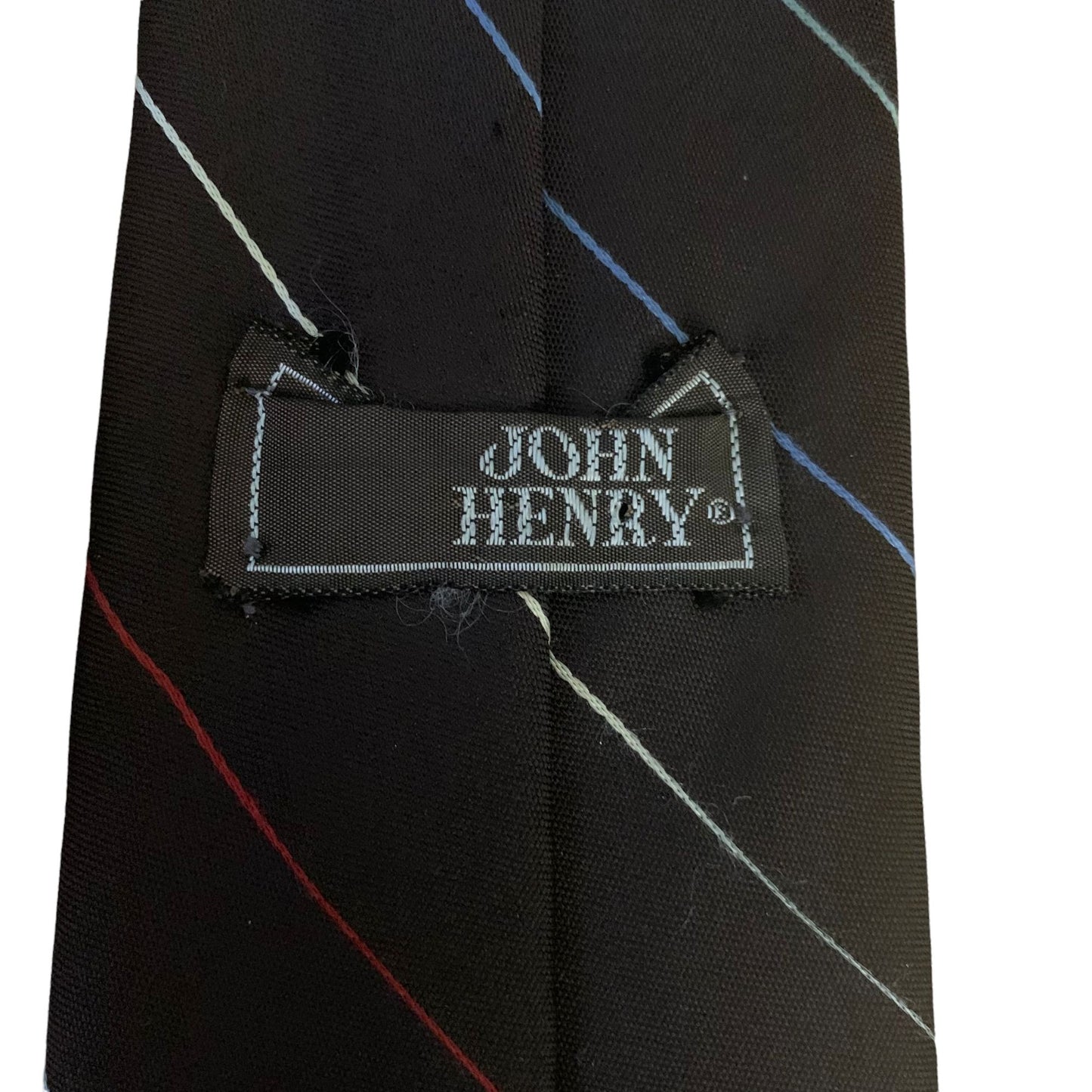 Vintage 80s John Henry Necktie Silk Brown 3 in Multicolored Stripe Pointed Tie