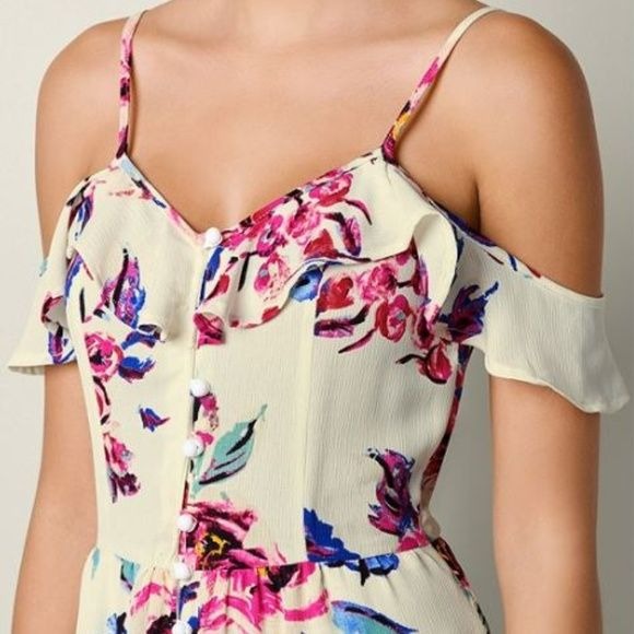 Trac Floral Off the Shoulder Maxi Dress S White Floral Zip Lined Adjustable