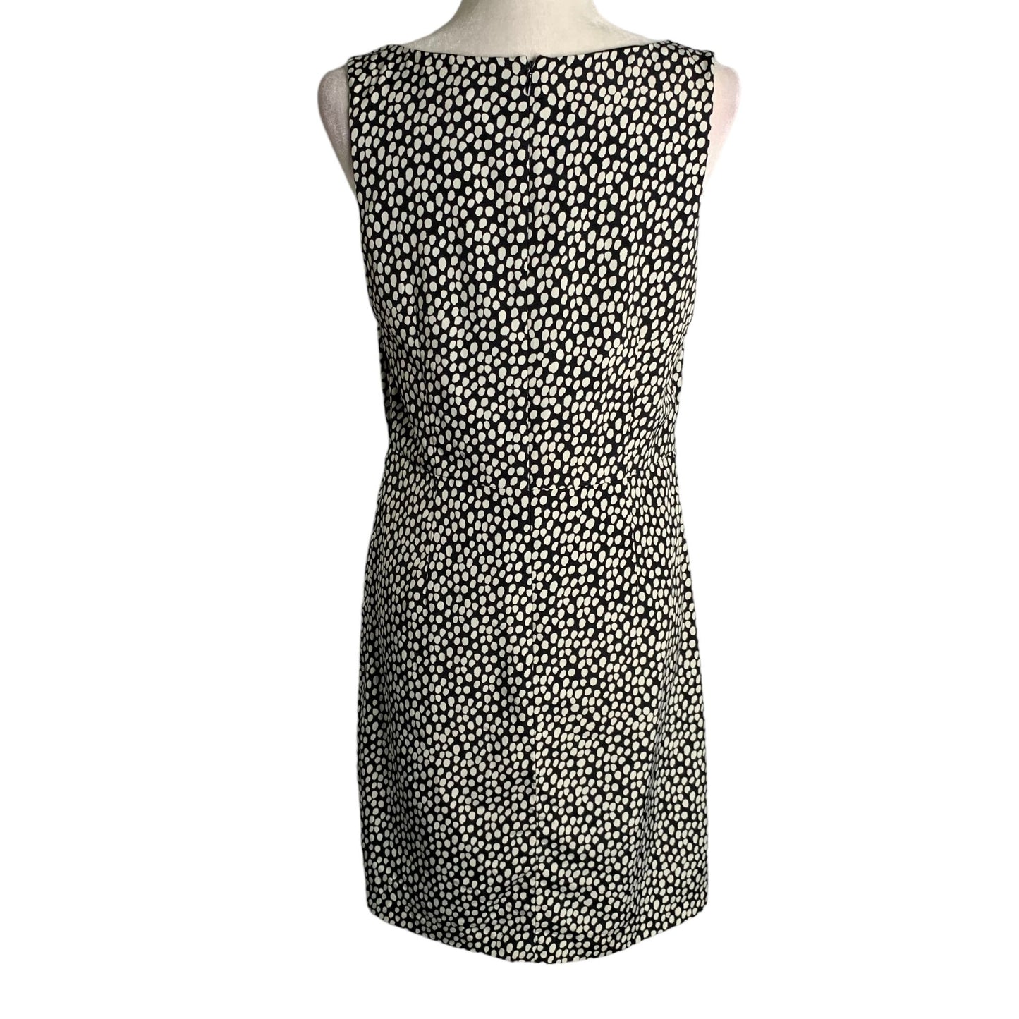 Ann Taylor Loft Sleeveless Sheath Dress 8 Black White Polka Dot Lined Zipper
