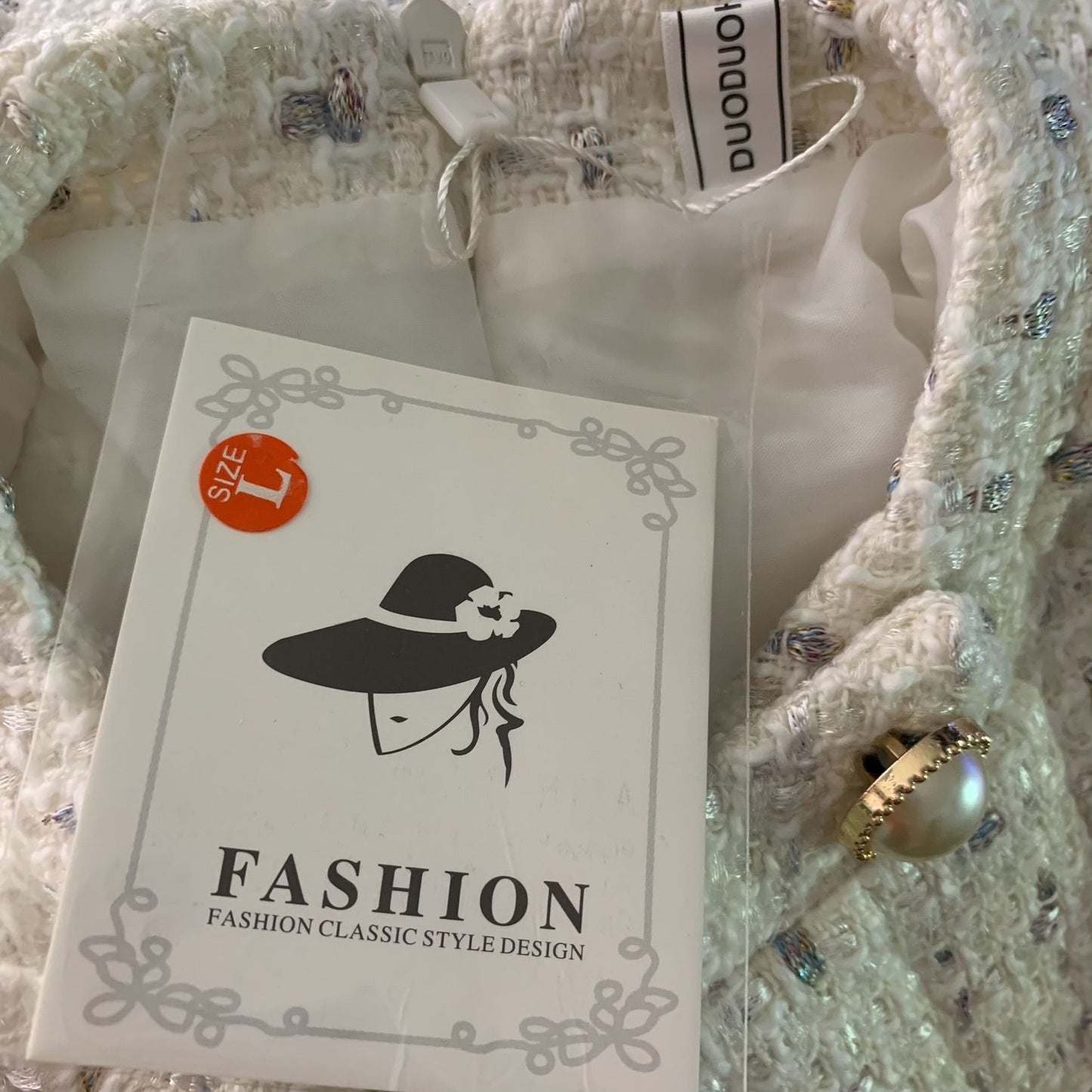 Boucle Mini Sheath Dress S White Metallic Buttons Zip Lined Bow Collar NEW