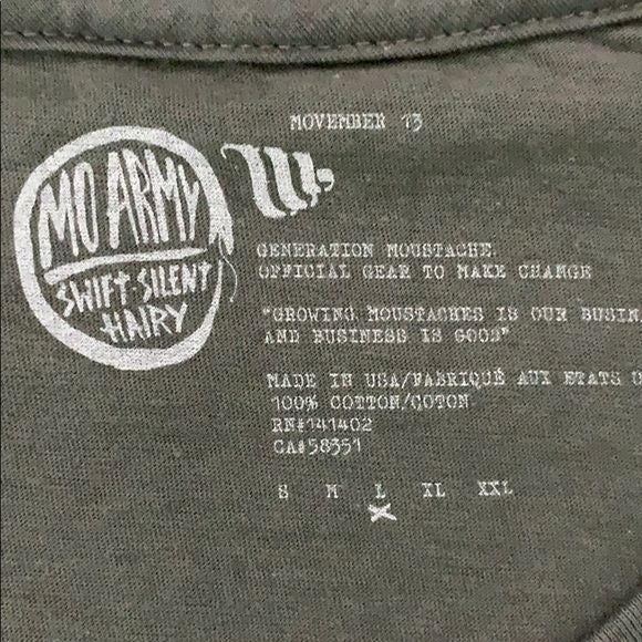 Mo Army Moustaches Against Establishment T Shirt L Grey Short Sleeve Crewneck