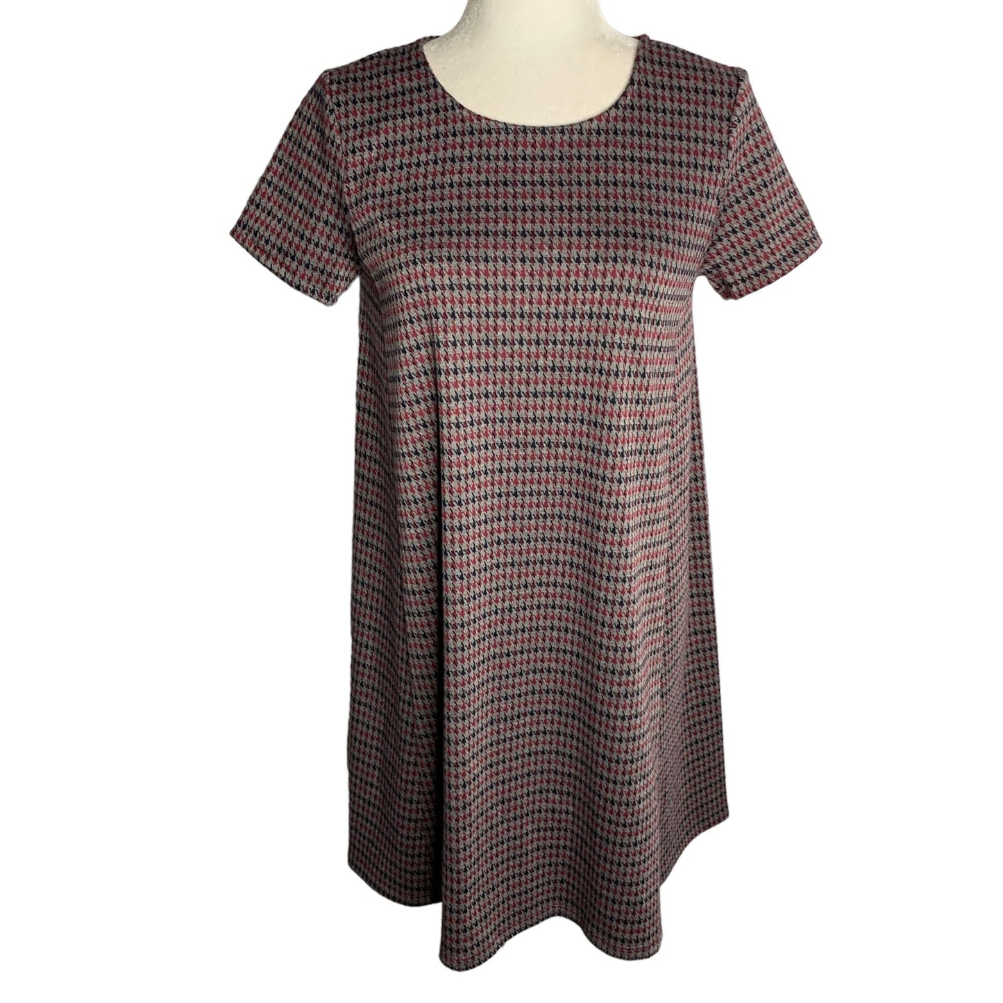 Joe Fresh Herringbone A Line T Shirt Dress XS Grey Knit Short Sleeve Round Neck