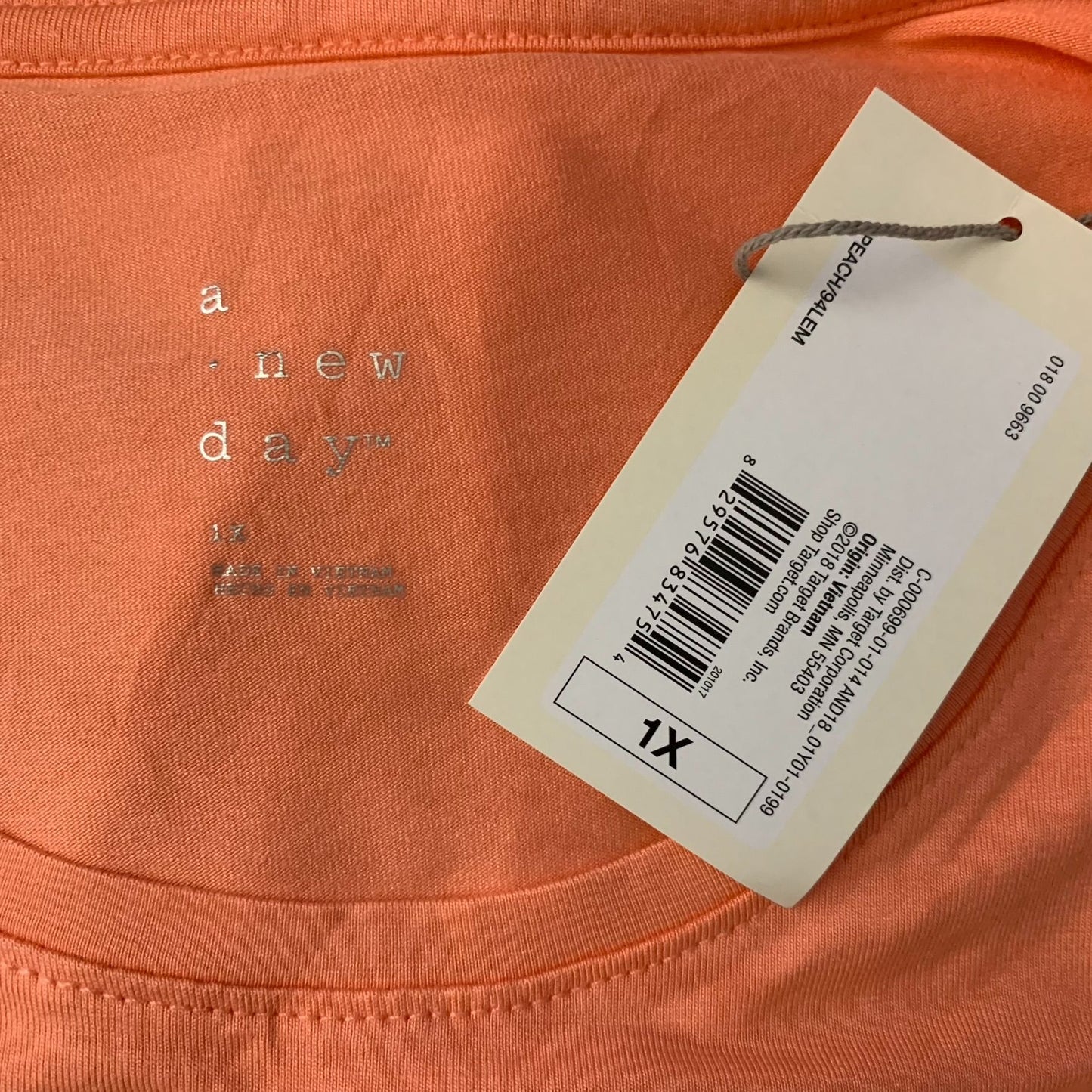 A New Day Stretch Knit Tank Top 1XL Peach Orange Sleeveless Round Neck Athletic