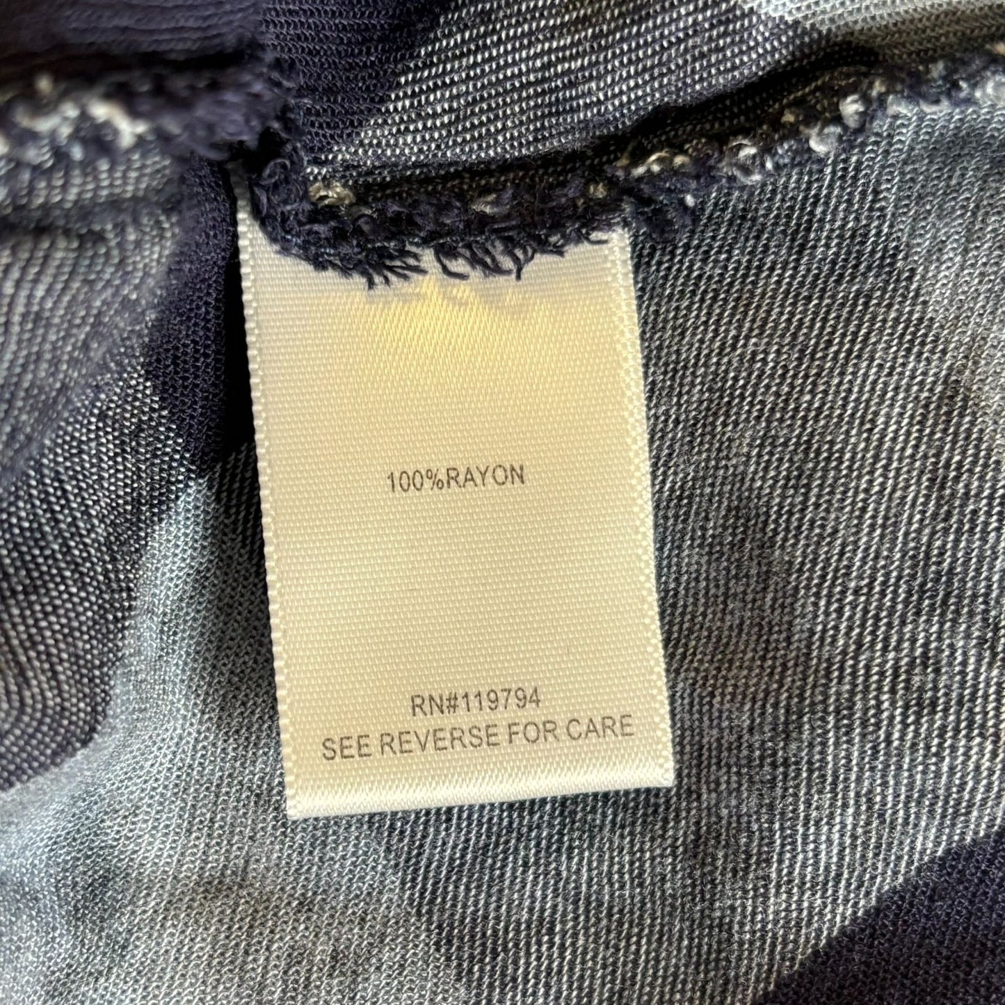 One World Plaid Tunic Top Ruffle Hem Medium Blue Bell Sleeves Keyhole Back