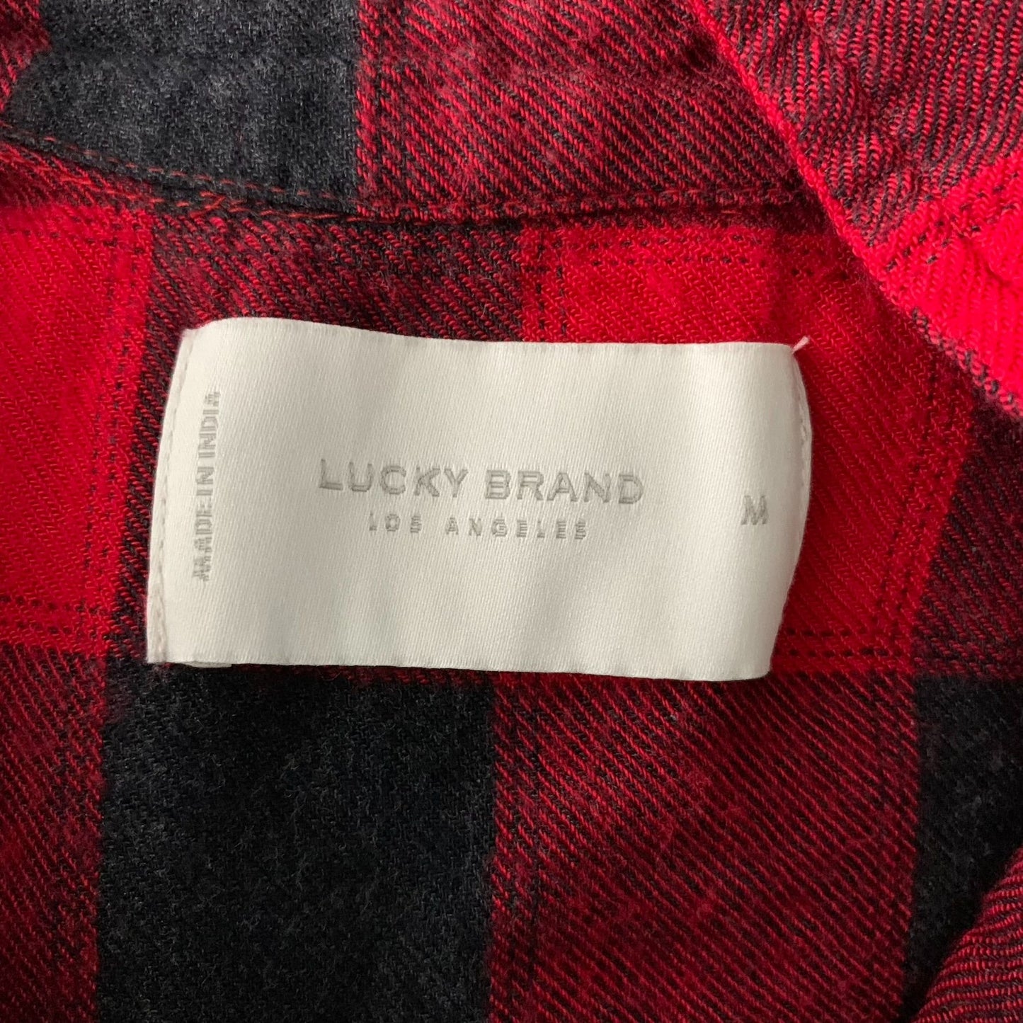 Lucky Brand Button Up Flannel Shirt M Red Buffalo Check Long Sleeves Pocket