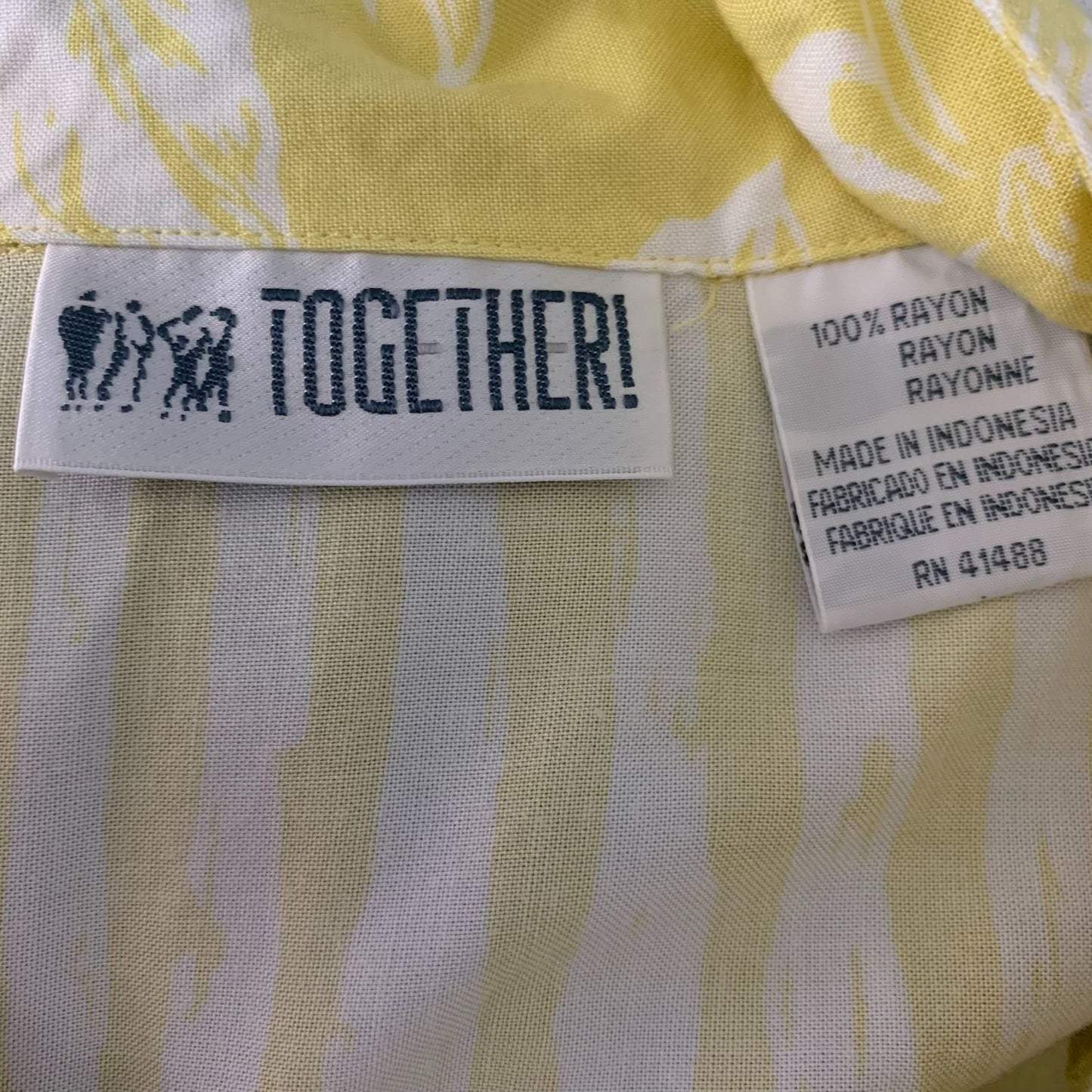 Vintage 80s Button Up Shirt Dress M Yellow Floral Short Sleeve Elastic Pockets