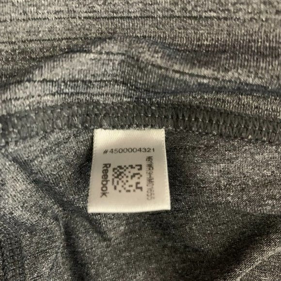 Reebok Athletic Mid Rise Capri Leggings M Grey Black Mesh Panels Workout Pants