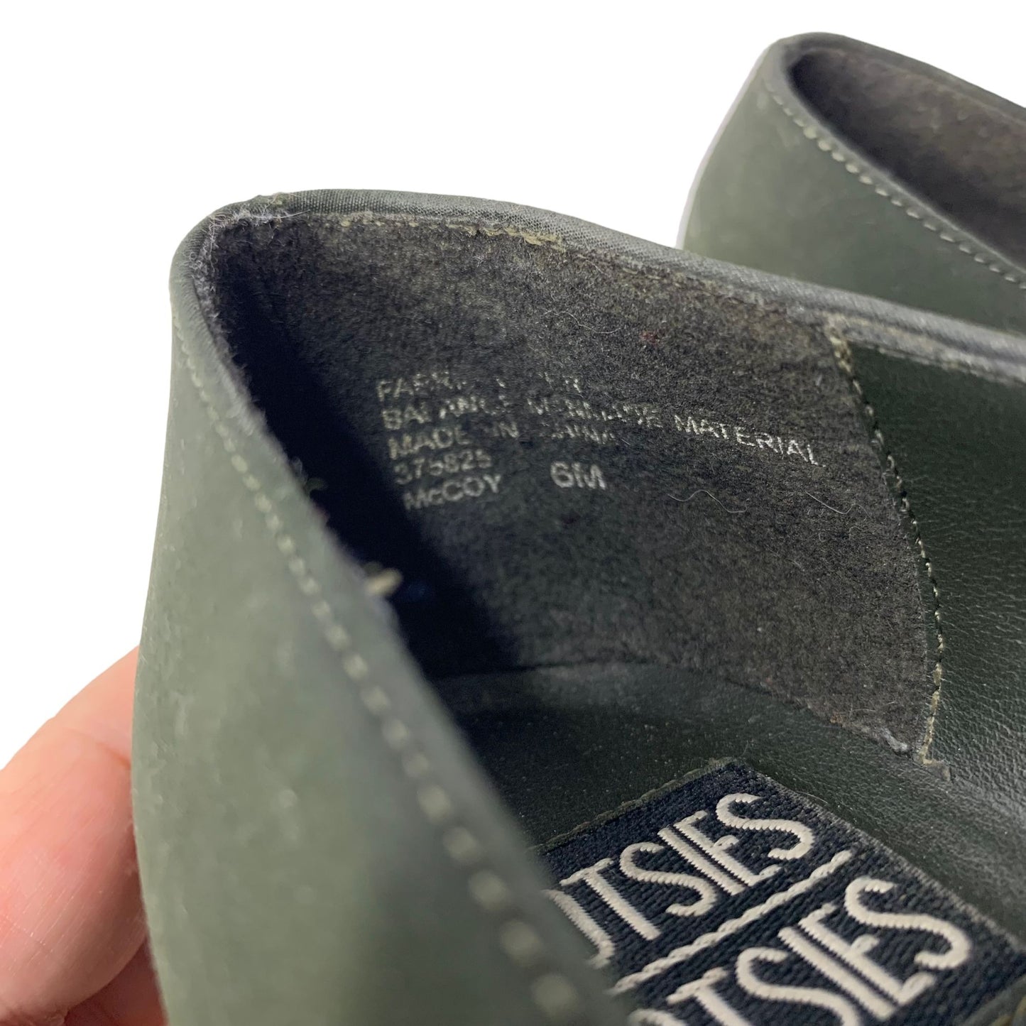 Vintage Mootsies Tootsies Low Slip Ons 6m Dark Green Strappy Block Heel