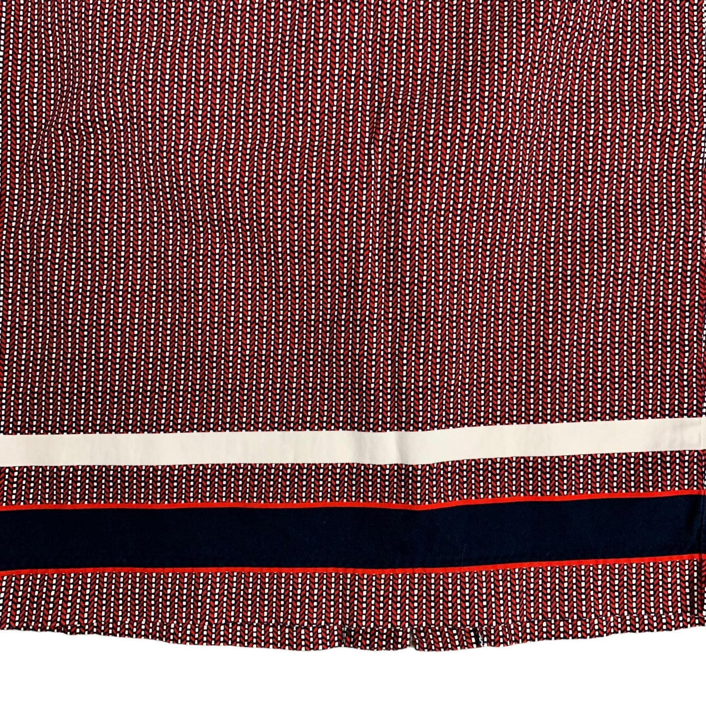 Tommy Hilfiger Mini Pencil Skirt 6 Red Chevron Stripe Stretch Zip Kick Pleat