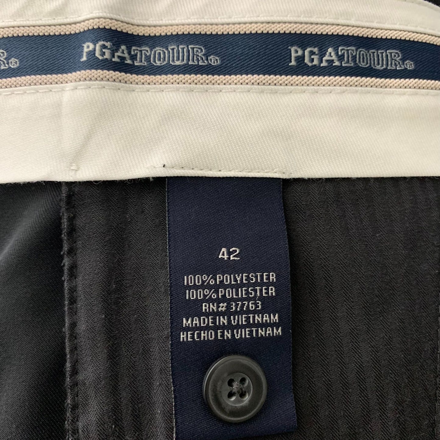 PGA Tour Mens Golf Shorts 42 Black Pleated Front Pockets Button Zip