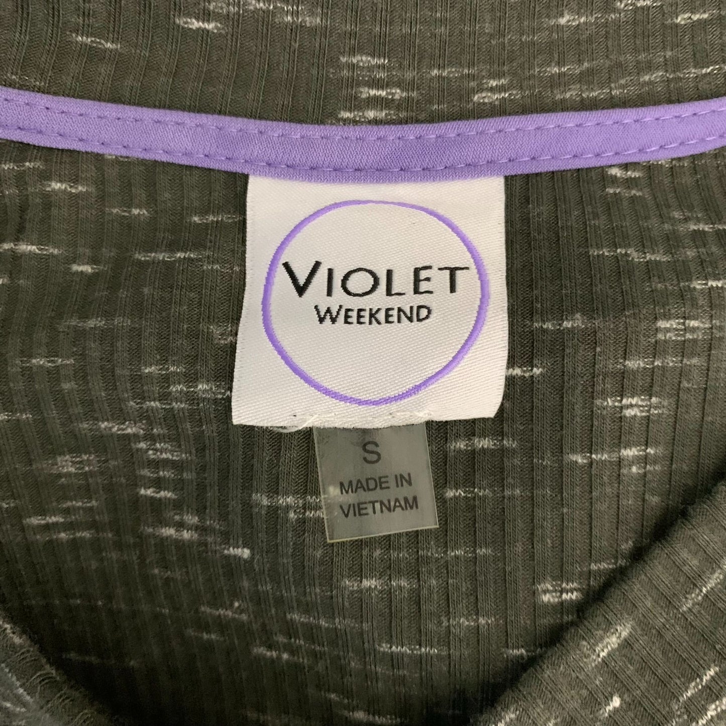 Violet Weekend Ribbed Knit T Shirt Dress S Green Flutter Sleeve Pockets Buttons