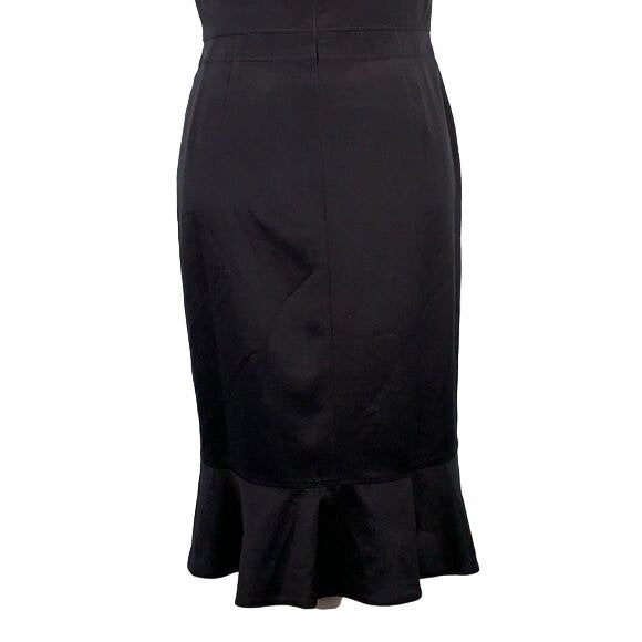 Eccoci Black Silk Sleeveless Sheath Dress 6 Black Lined Zip Scoop Neck Midi