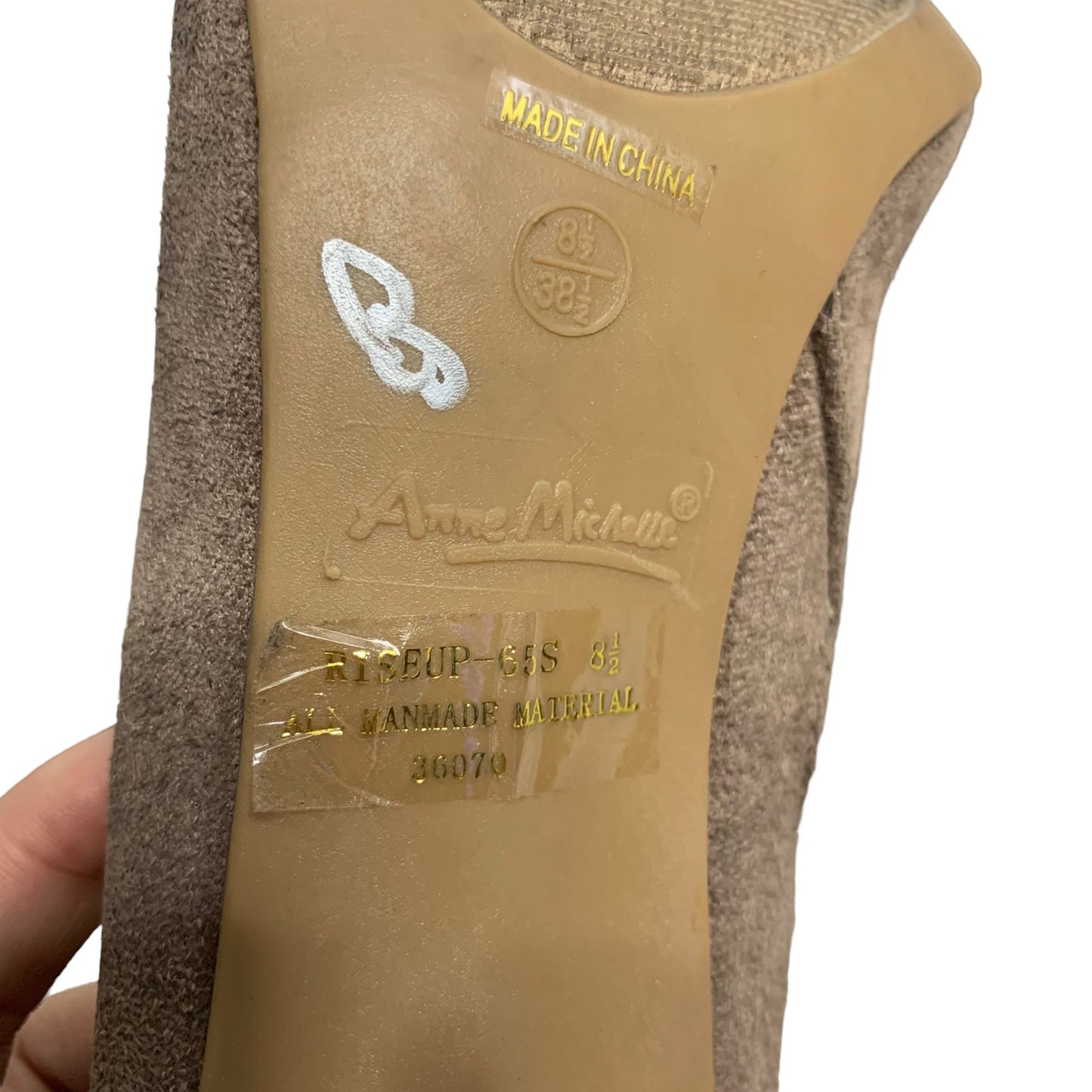 Anne Michelle Rise Up Knee High Boots 8.5 Mocha Brown Faux Suede Stiletto Heel