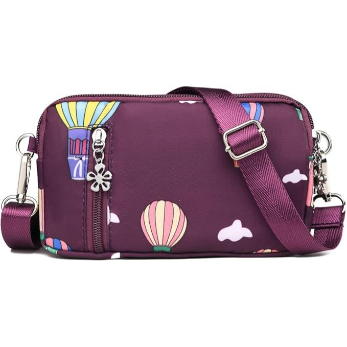 Small Crossbody Mini Shoulder Bag Purple Cell Phone Purse Nylon Handbag Clutch