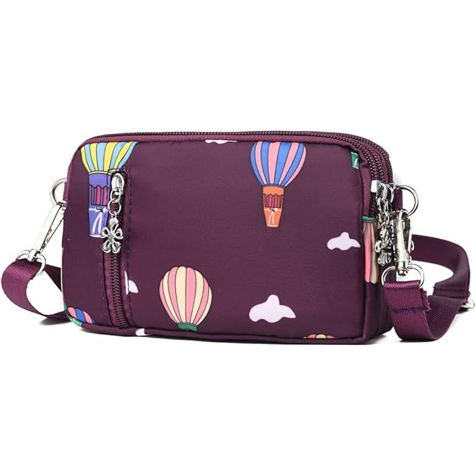 Small Crossbody Mini Shoulder Bag Purple Cell Phone Purse Nylon Handbag Clutch