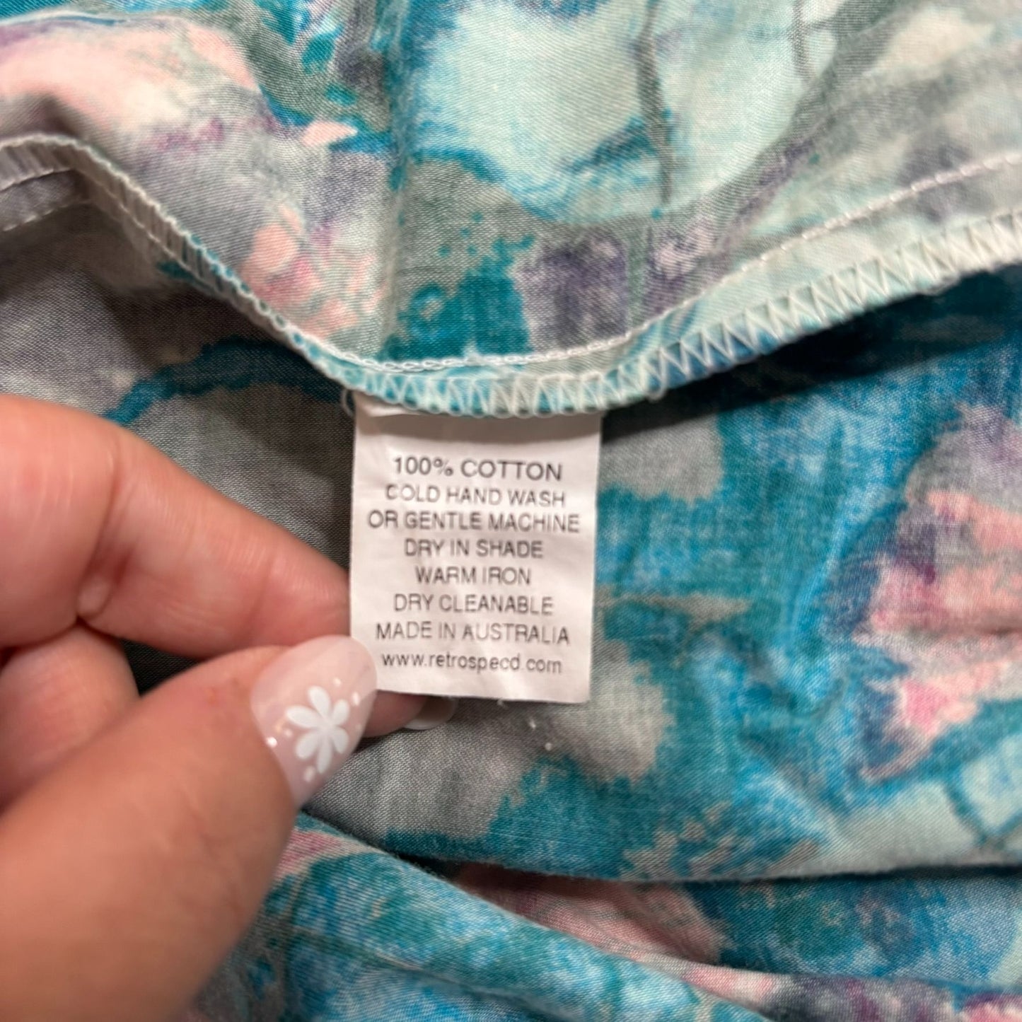 Retro Retrospecd Ocean Print Skirt Size 14 Full Button Front Full Circle Pinup