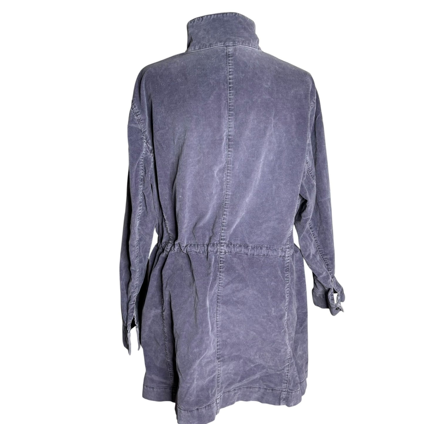 J Jill Stretch Utility Jacket Adjustable Waist 2XL Grey Purple Cotton Pockets