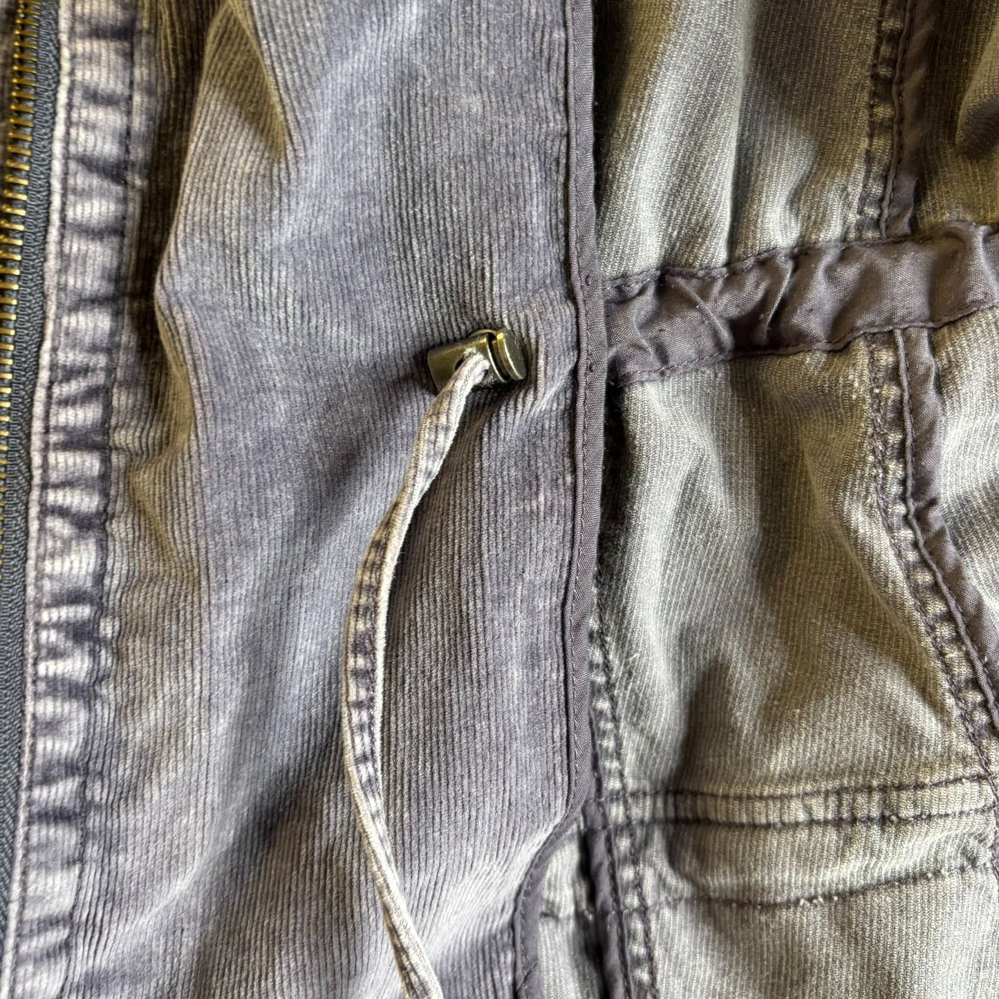 J Jill Stretch Utility Jacket Adjustable Waist 2XL Grey Purple Cotton Pockets