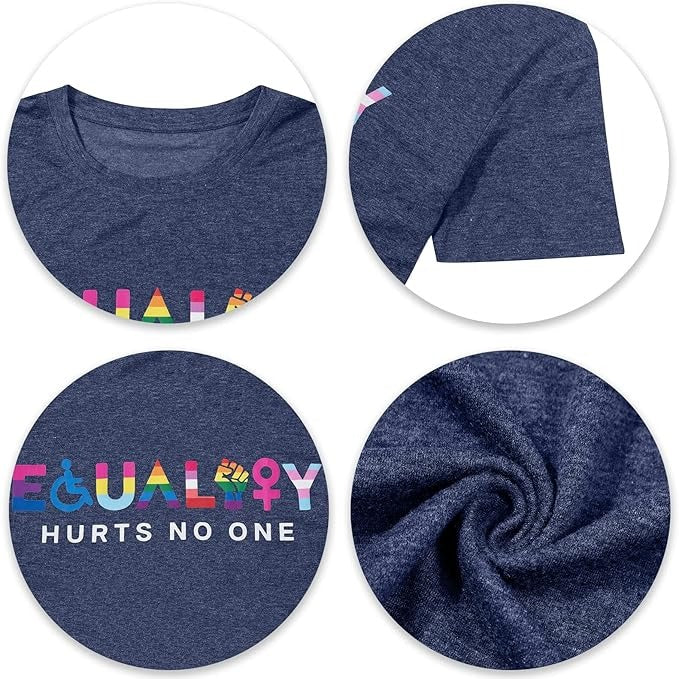 Pride Shirt Equality Hurts No One T Shirt Rainbow Graphic LGBT Size Medium Blue