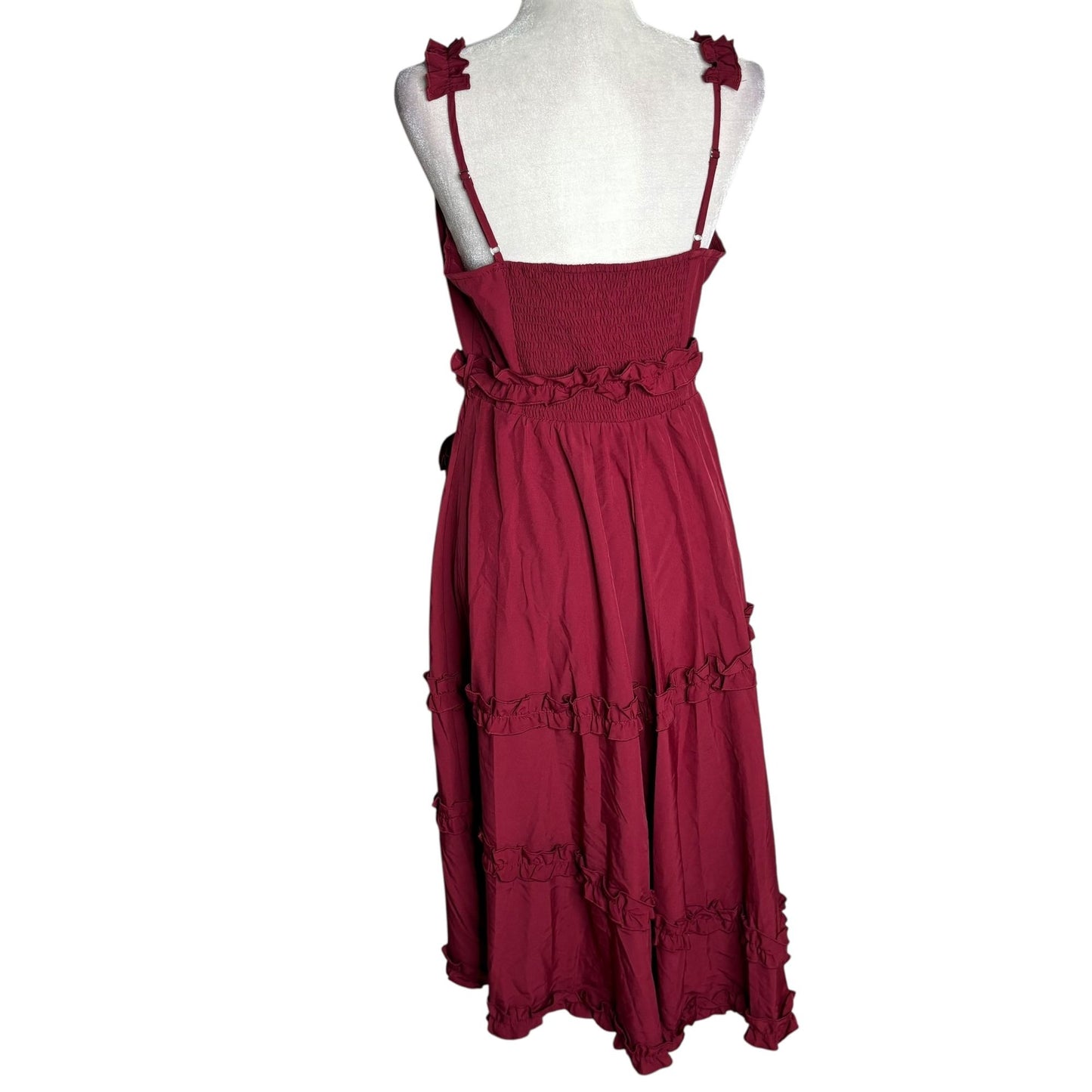 Scarlet Darkness Ruffled Midi Dress Large Red Sleeveless Goth Renaissance NEW