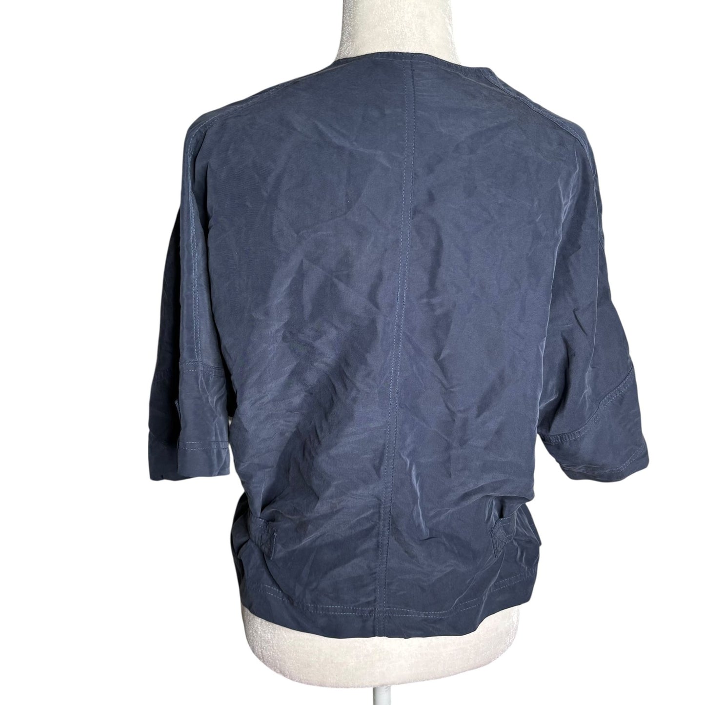 Paul Brial Navy Blue Asymmetrical Zip Jacket Top Size 5 Side Buckles Pockets