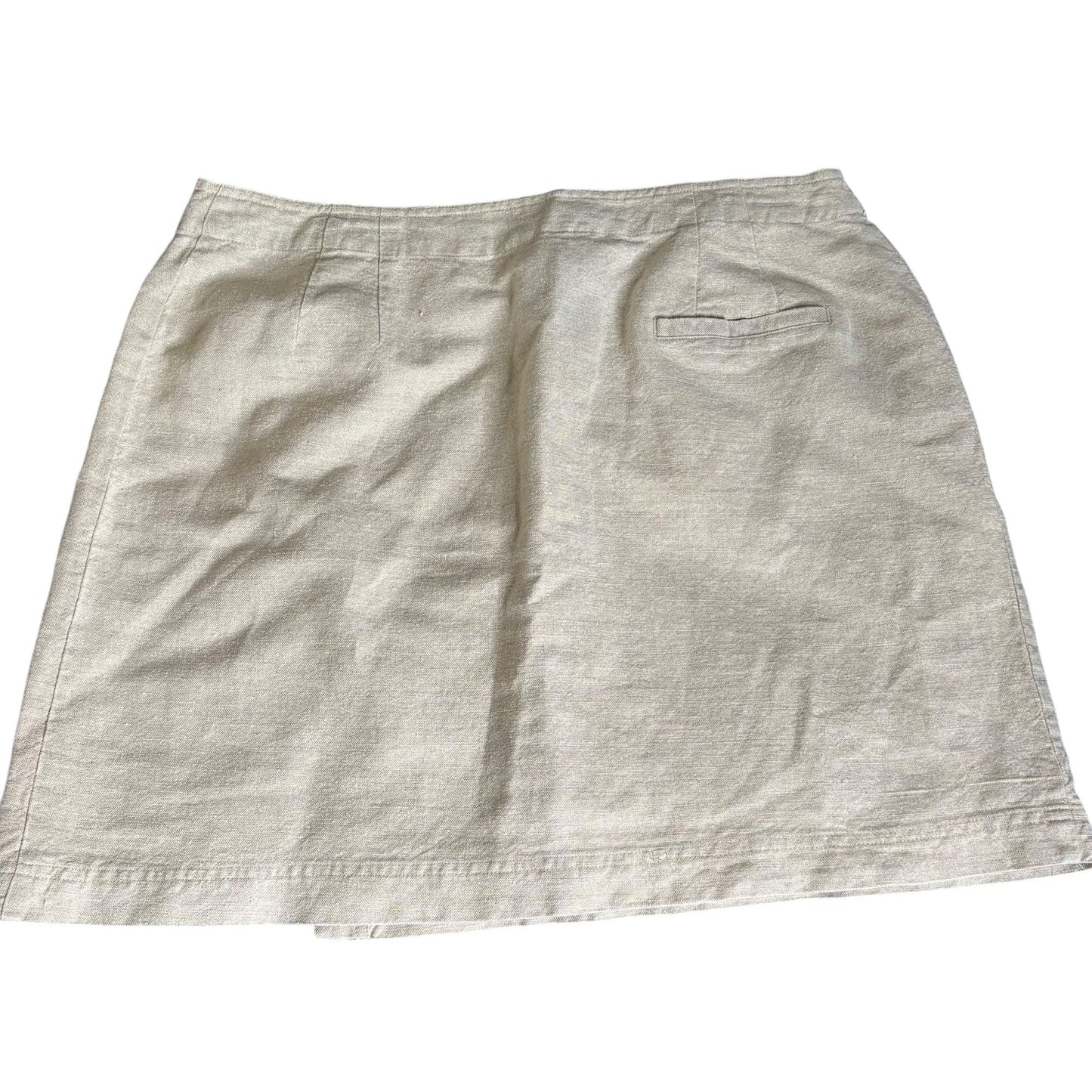 J Jill Linen Blend Full Wrap Skirt Size 18 Beige Short Unlined Pocket Button