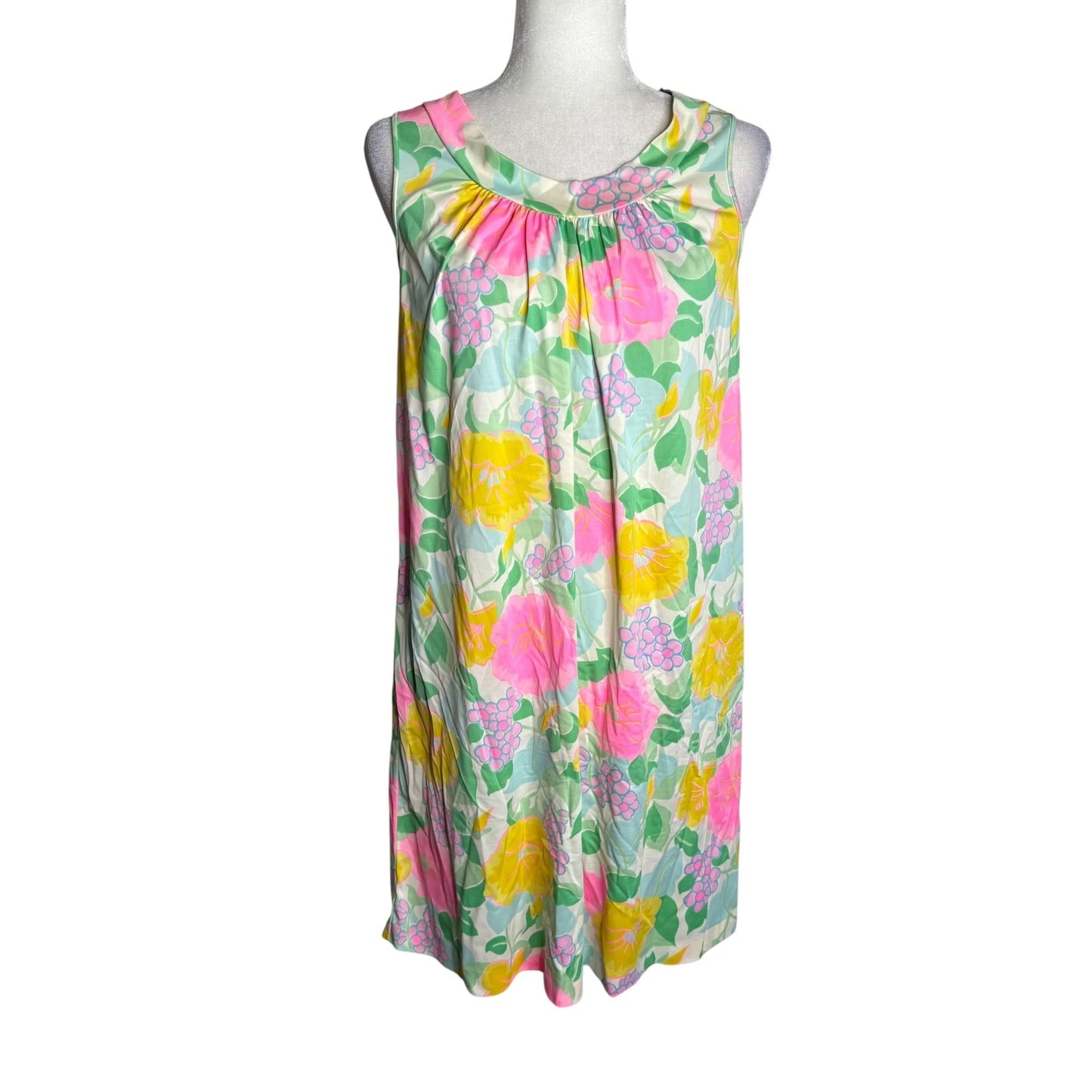 Vintage 70s Komar Floral Nylon Nightgown Robe Peignoir Set Small Zip Tie Belt