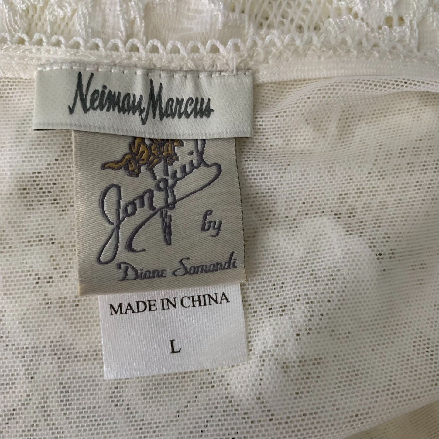 Vintage 80s Neiman Marcus Jonquil by Diane Samandi Bridal Nightgown L Cream Lace