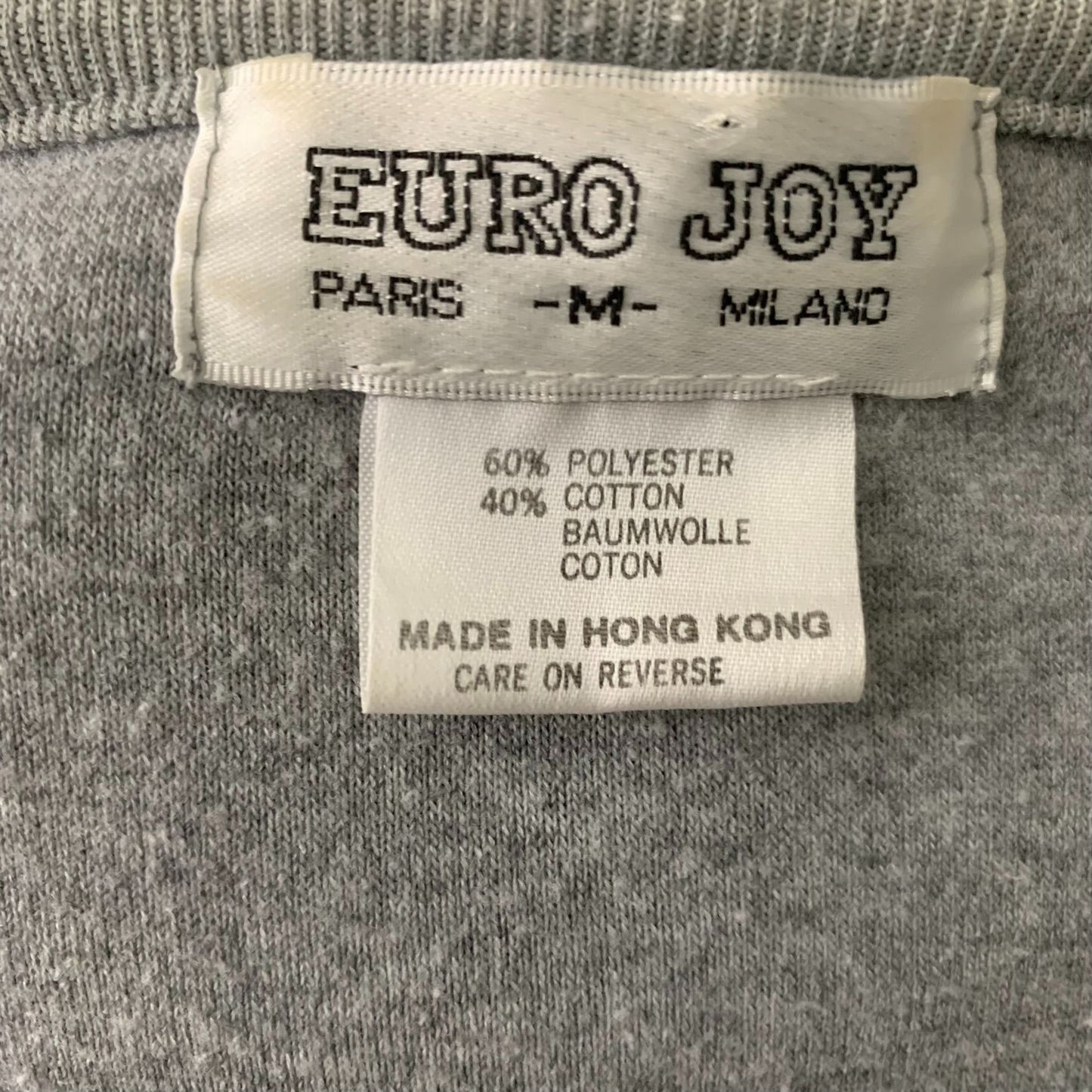 Vintage 90s Euro Joy Cardigan Sweater M Grey Fleece Satin Trim Pockets Buttons