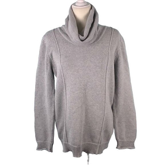Market Spruce Cable Knit Cowl Neck Sweater M Grey Long Sleeve Turtleneck