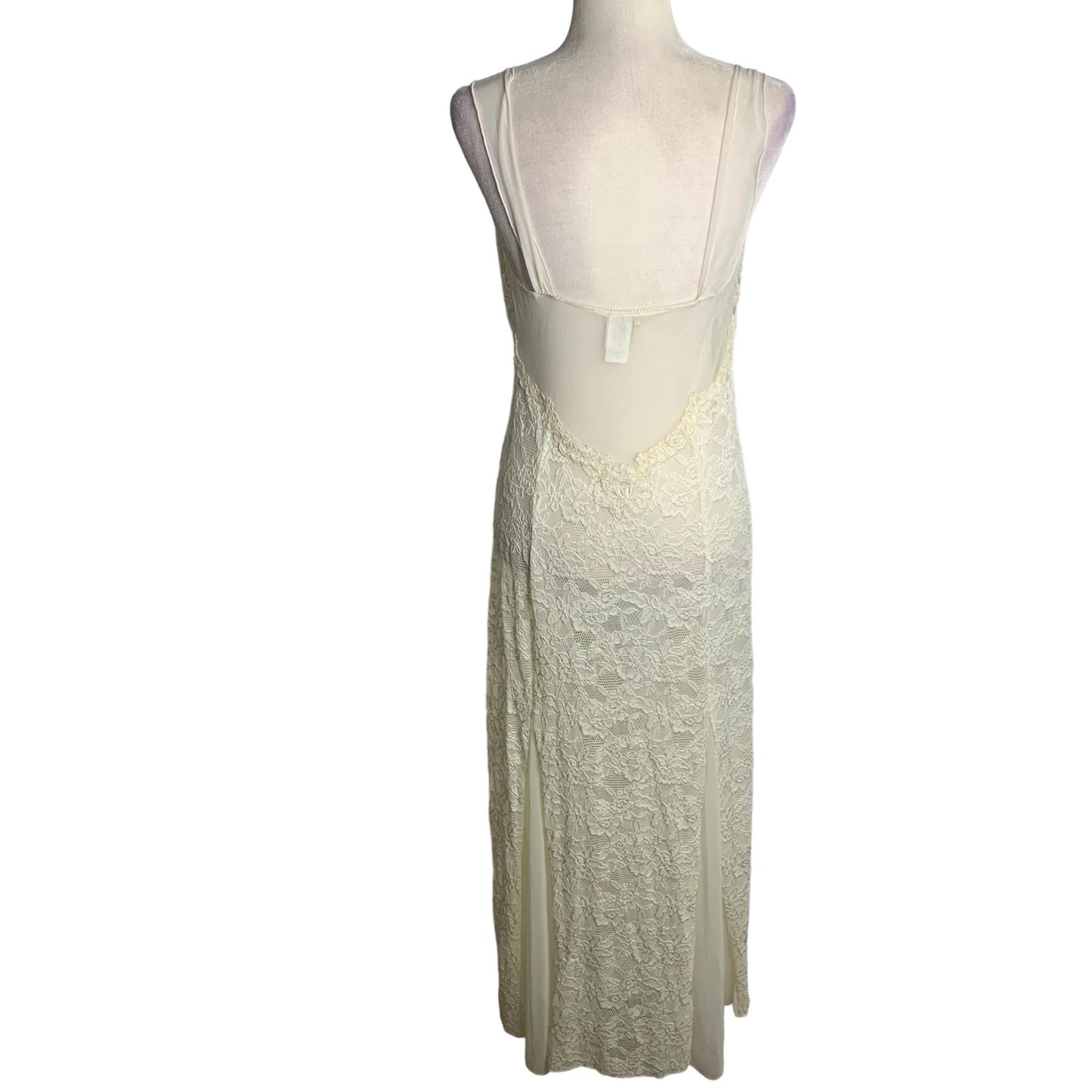 Vintage 80s Neiman Marcus Jonquil by Diane Samandi Bridal Nightgown L Cream Lace