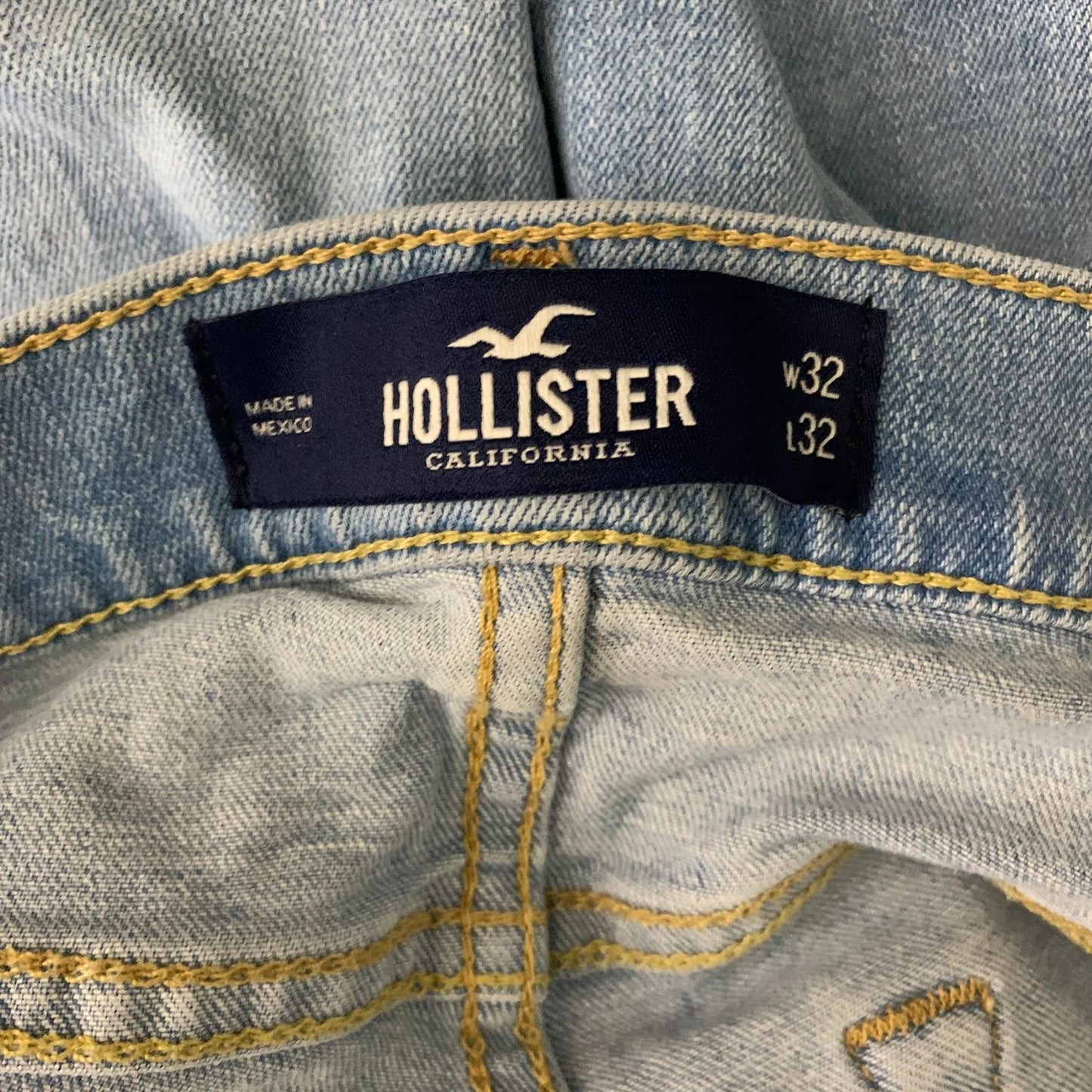 Hollister Slim Straight Denim Jeans 32 x 32 Med Wash Epic Flex Button Zip