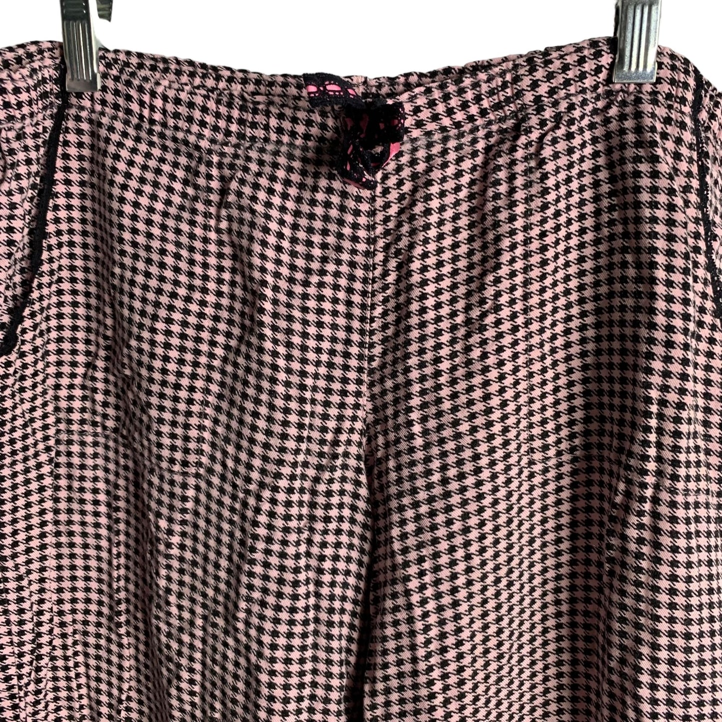 Betsey Johnson Intimates Pajama Pants S Pink Black Check Pockets Elastic Waist