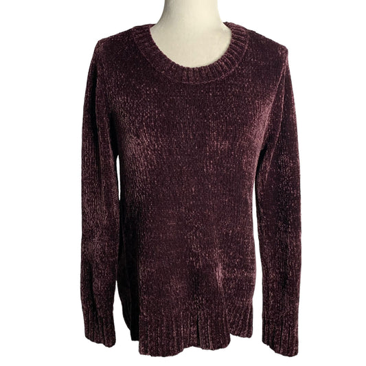 Orvis Knit Chenille Pullover Sweater M Eggplant Purple Long Sleeves Crewneck NEW