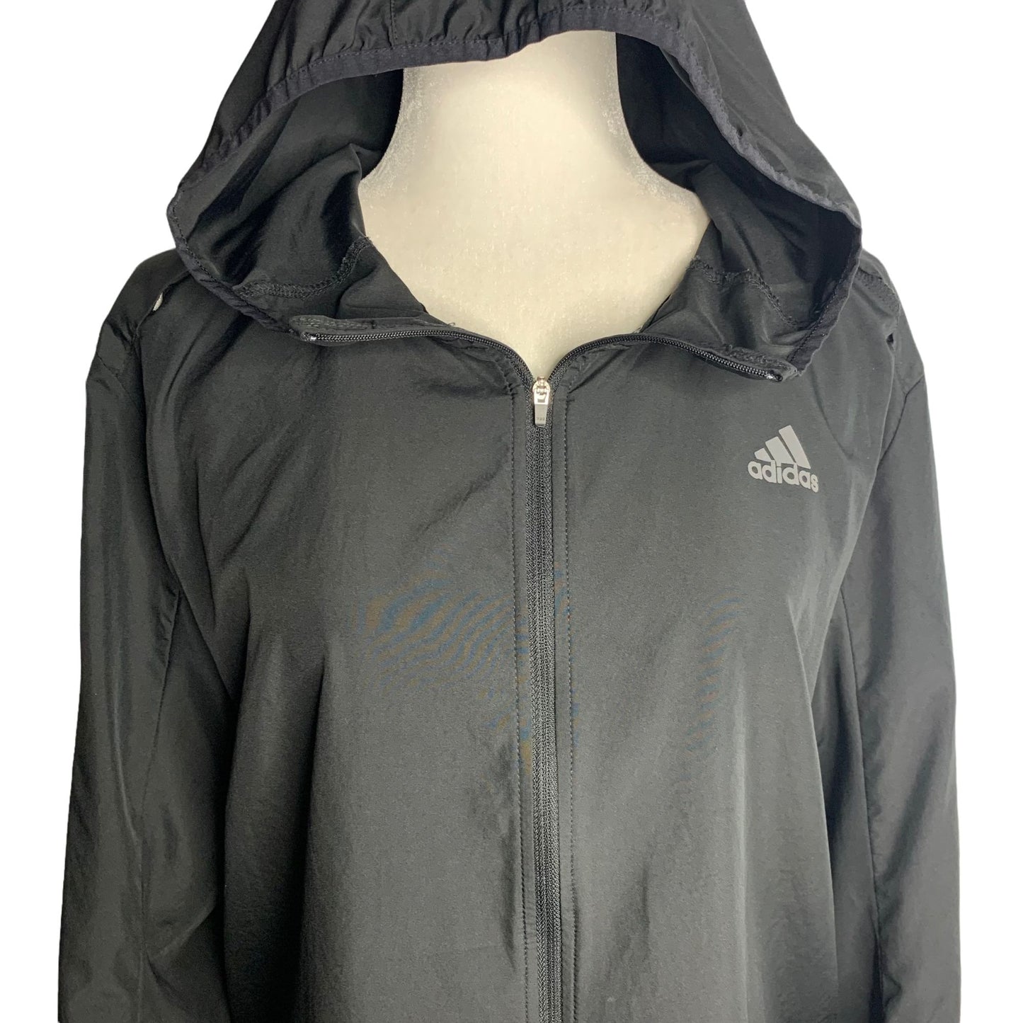 Adidas Running Response Wind Jacket S Black Reflective Hooded Ful Zip Pockets