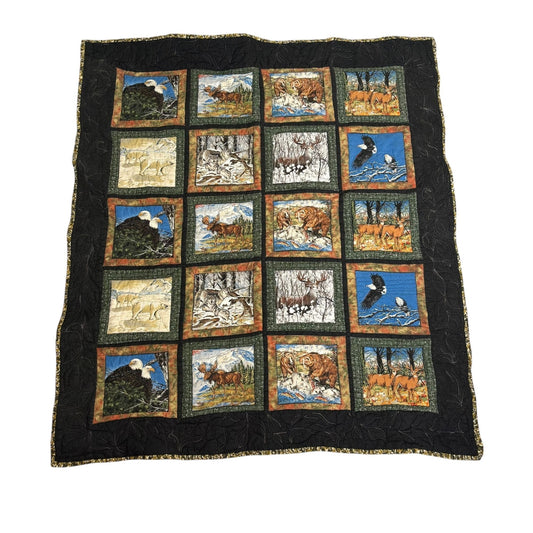 Handmade Wildlife Themed Patchwork Quilt Lap Blanket Wall Hanging Throw