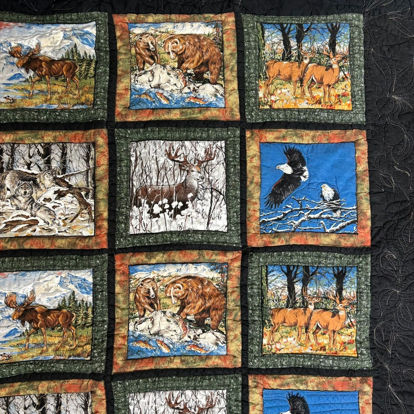 Handmade Wildlife Themed Patchwork Quilt Lap Blanket Wall Hanging Throw