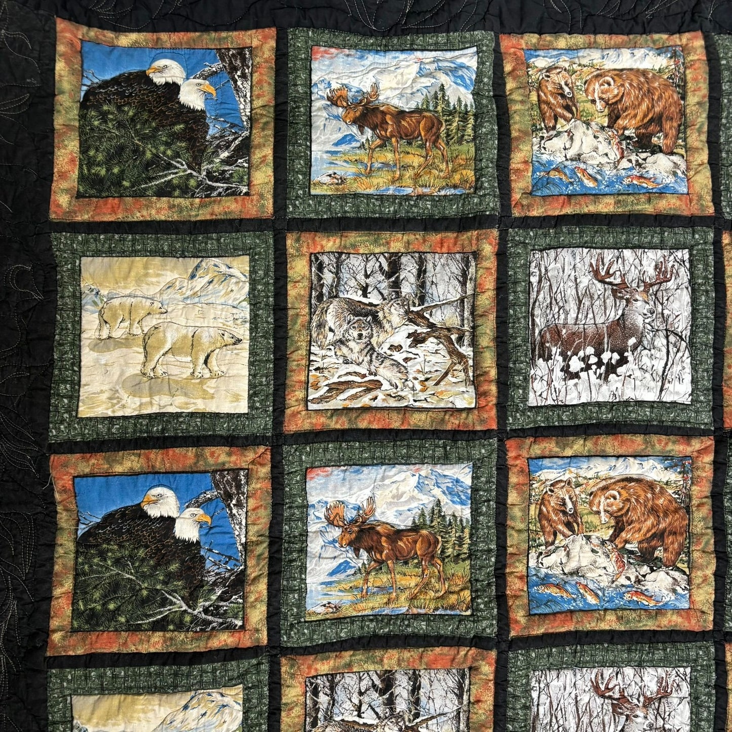 Handmade Wildlife Themed Patchwork Quilt Lap Blanket Wall Hanging Throw