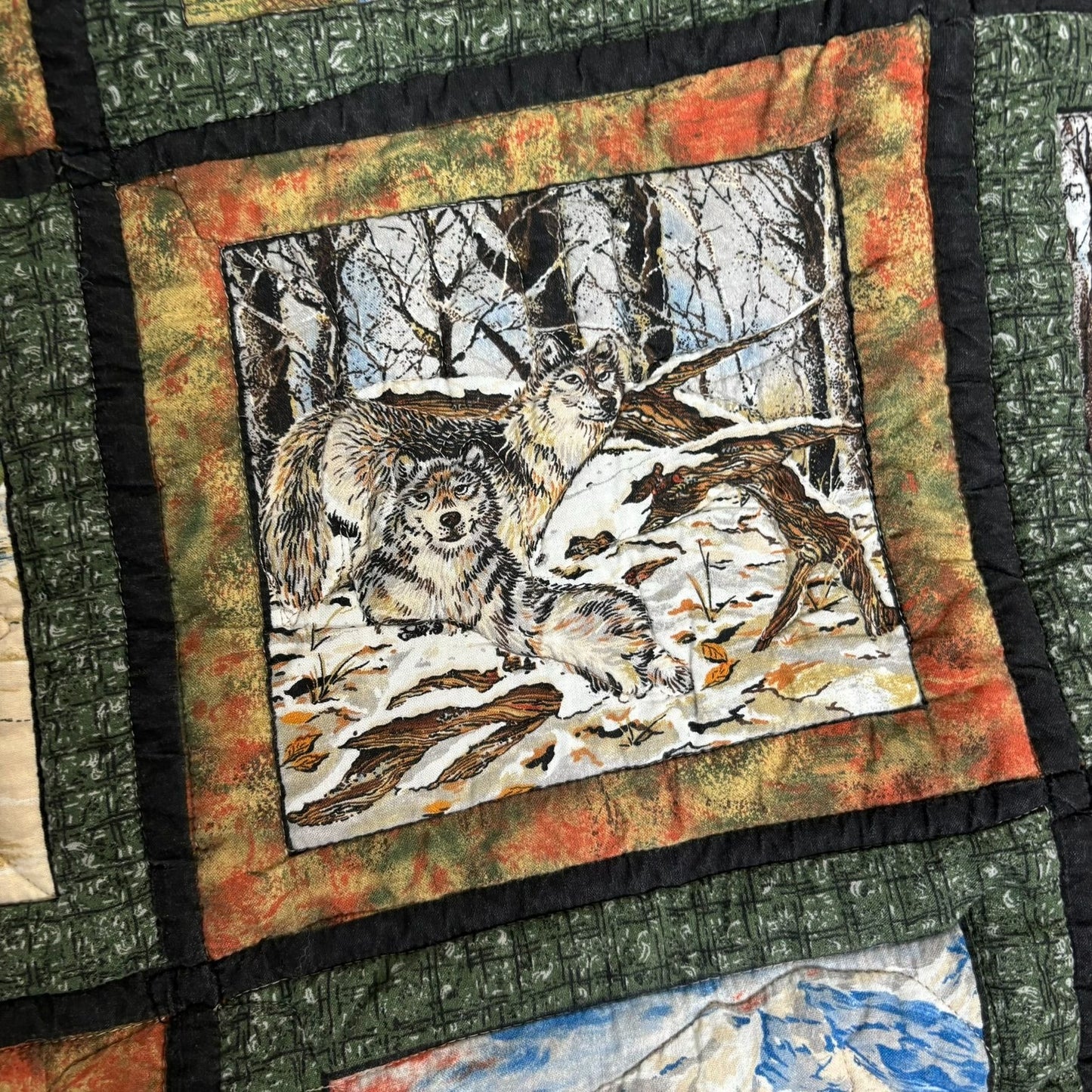 Handmade Wildlife Themed Patchwork Quilt Lap Blanket Wall Hanging Throw