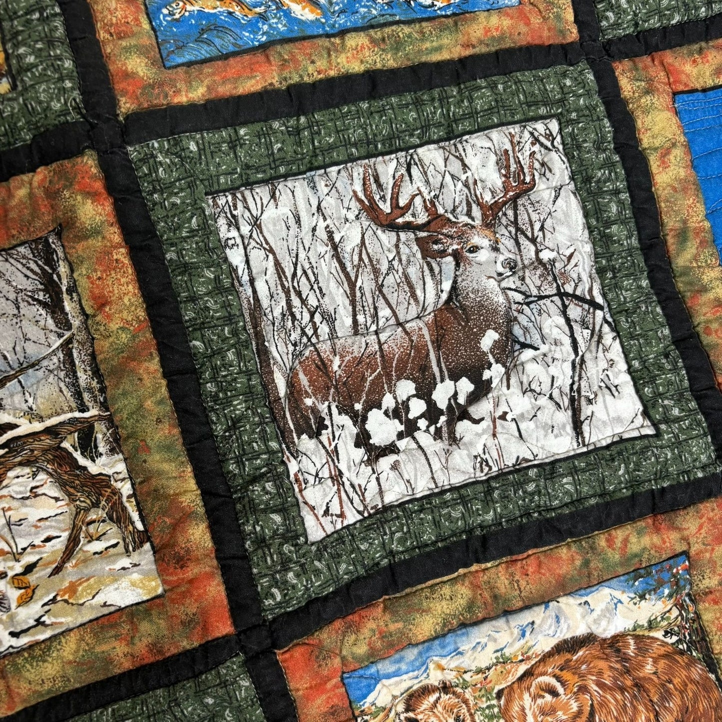 Handmade Wildlife Themed Patchwork Quilt Lap Blanket Wall Hanging Throw
