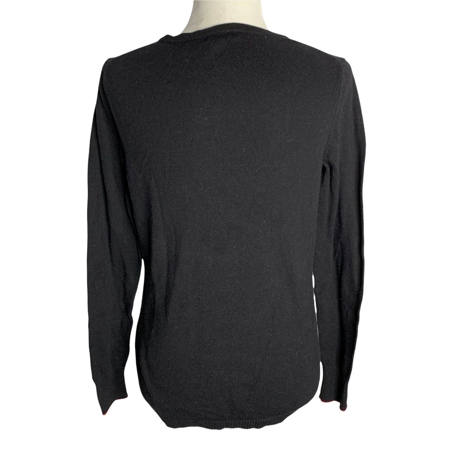 Tommy Hilfiger Knit Bow Sweater M Black Pullover Crewneck Stretch