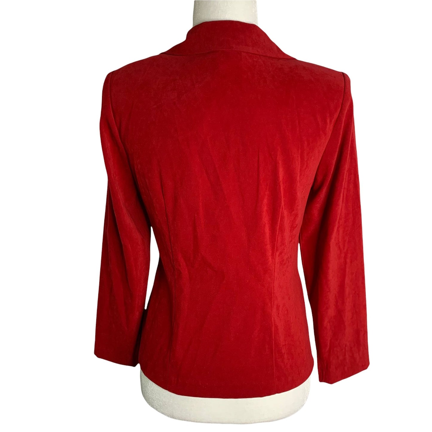 Vintage 90s Zip Up Shirt Jacket 4P Red Long Sleeve Collar V Neck Shoulder Pads