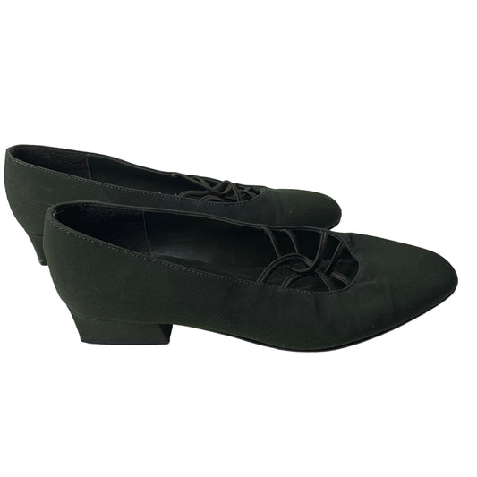 Vintage Mootsies Tootsies Low Slip Ons 6m Dark Green Strappy Block Heel