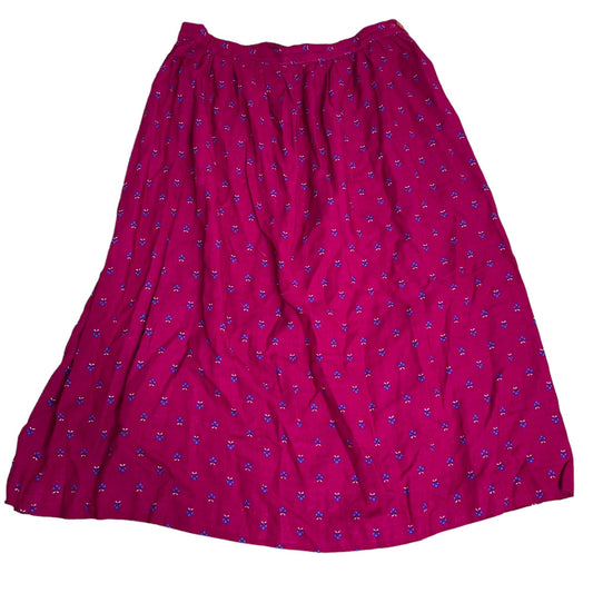 Vintage 80s Russ Togs A Line Skirt S Purple Floral Button Pocket Cottagecore