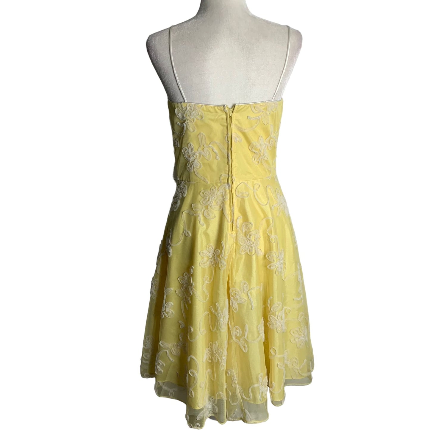 Vintage 90s Tulle Party Prom Dress S Yellow Sleeveless Lined Petticoat Pinup